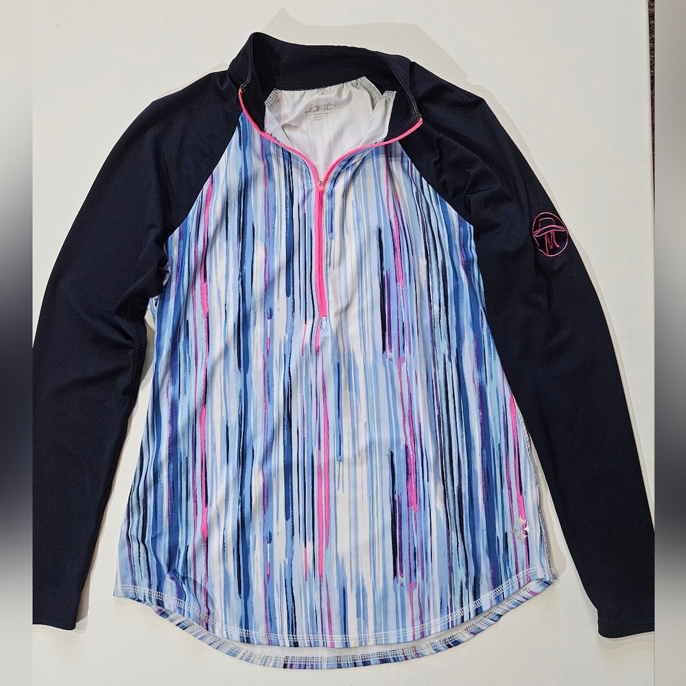 Jofit Athletic 1/4 Zip Pullover Womens‎ Small Navy Pink